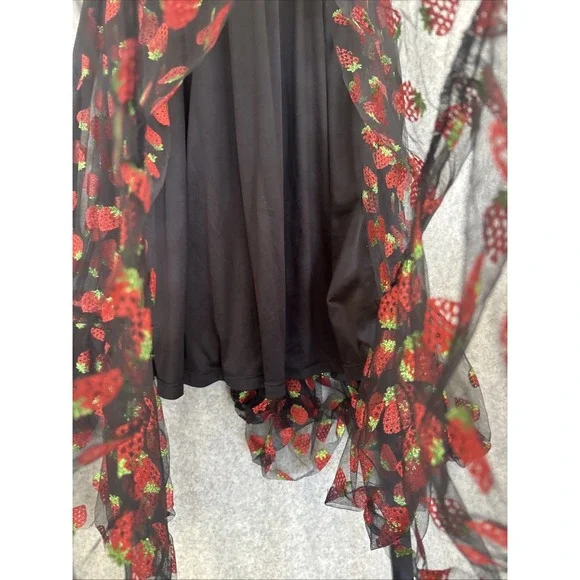 Hot Topic Strawberry Dress XS Black Red Glitter Coquette Pinup Novelty Retro - Picture 11 of 15